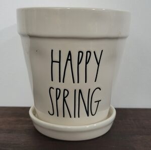 Rae Dunn Happy Spring White Planter
